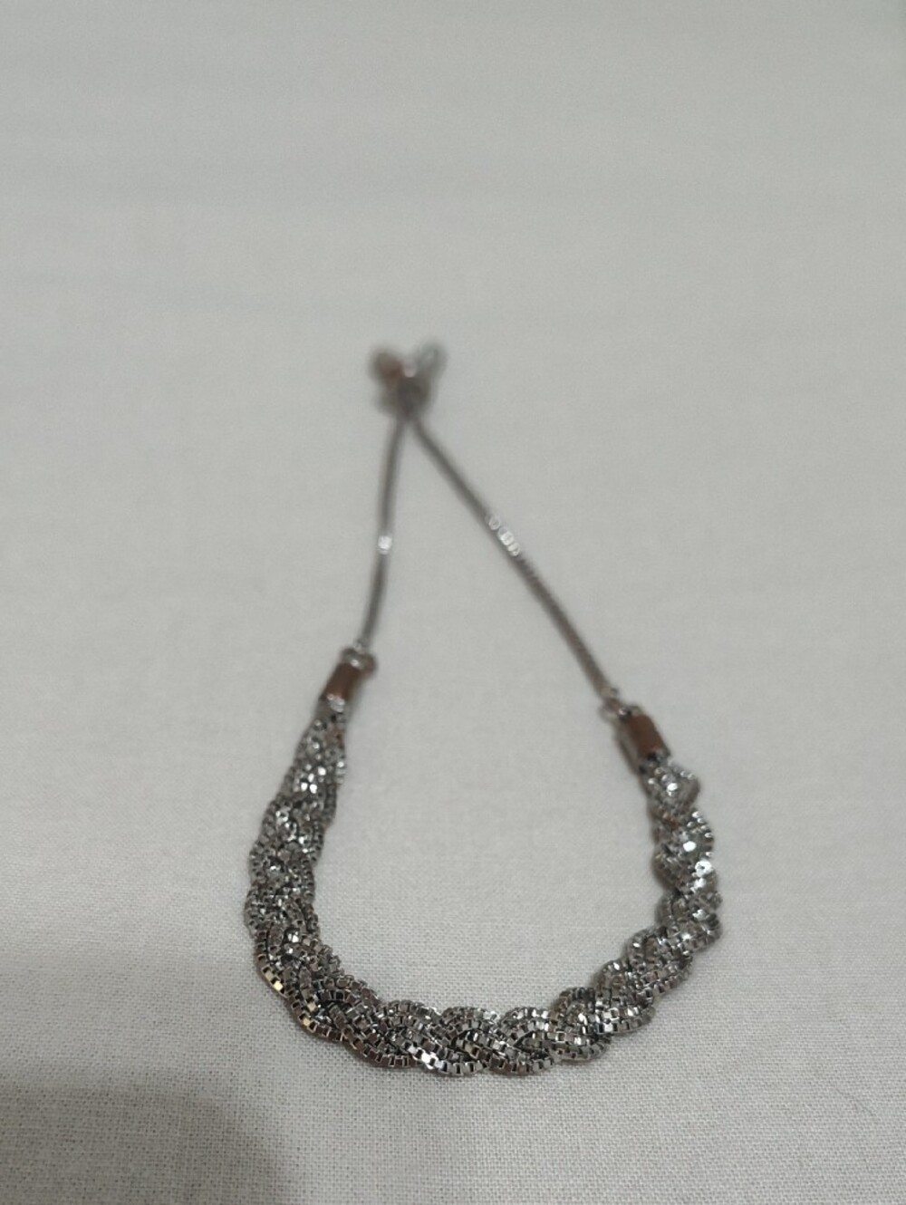 Silver Tone Braided Adjustable Slider Bracelet